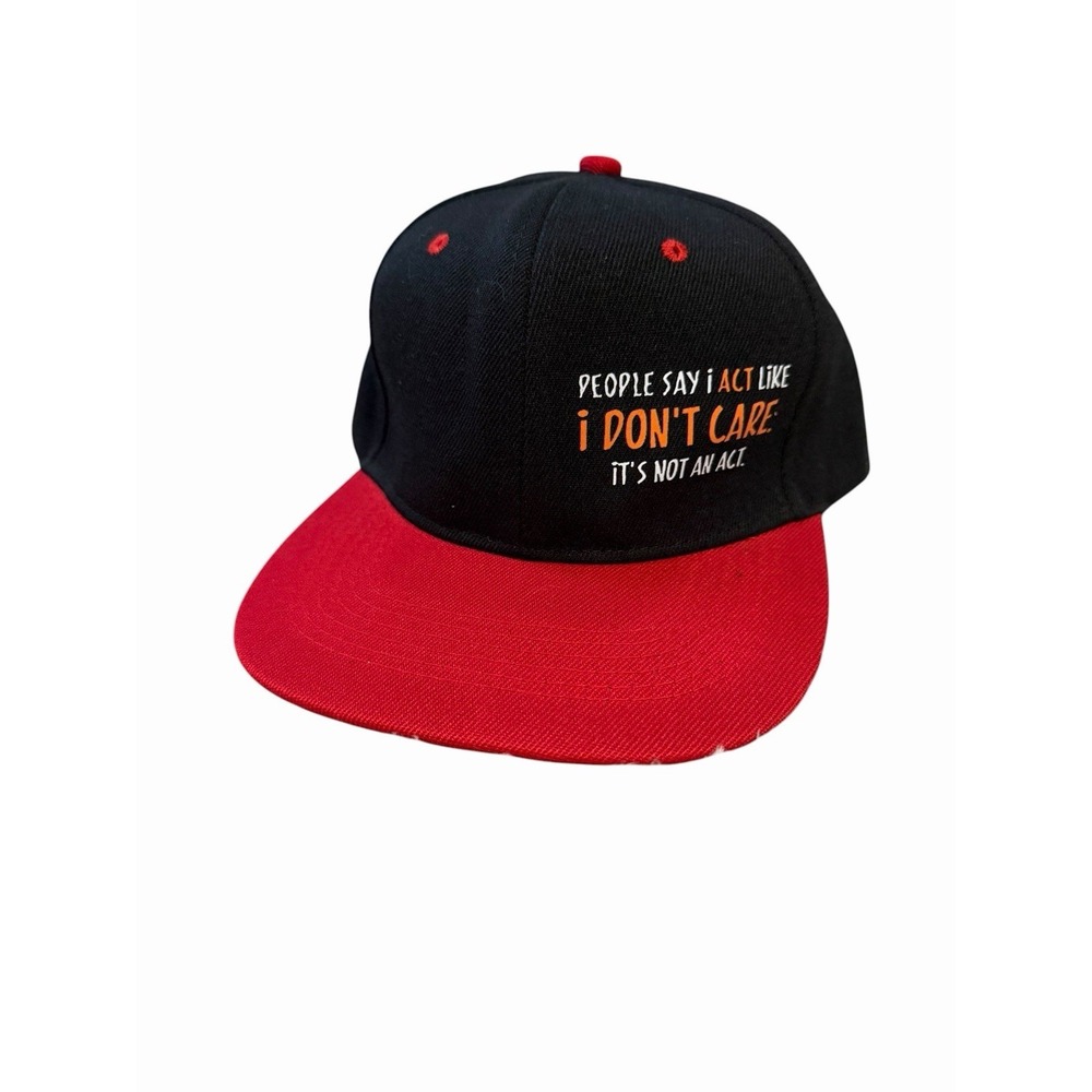 NEW mens snapback flat bill hat cap adjustable black‎ red i dont care